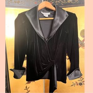 50s / 60s Vintage Velvet Blouse, Size 6